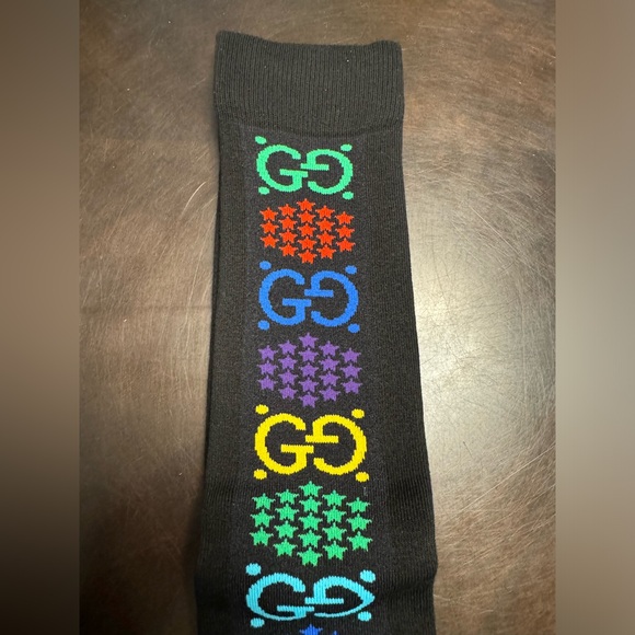 New Authentic Gucci GG Psychedelic Multicolor Logo Socks Size S - Picture 7 of 11